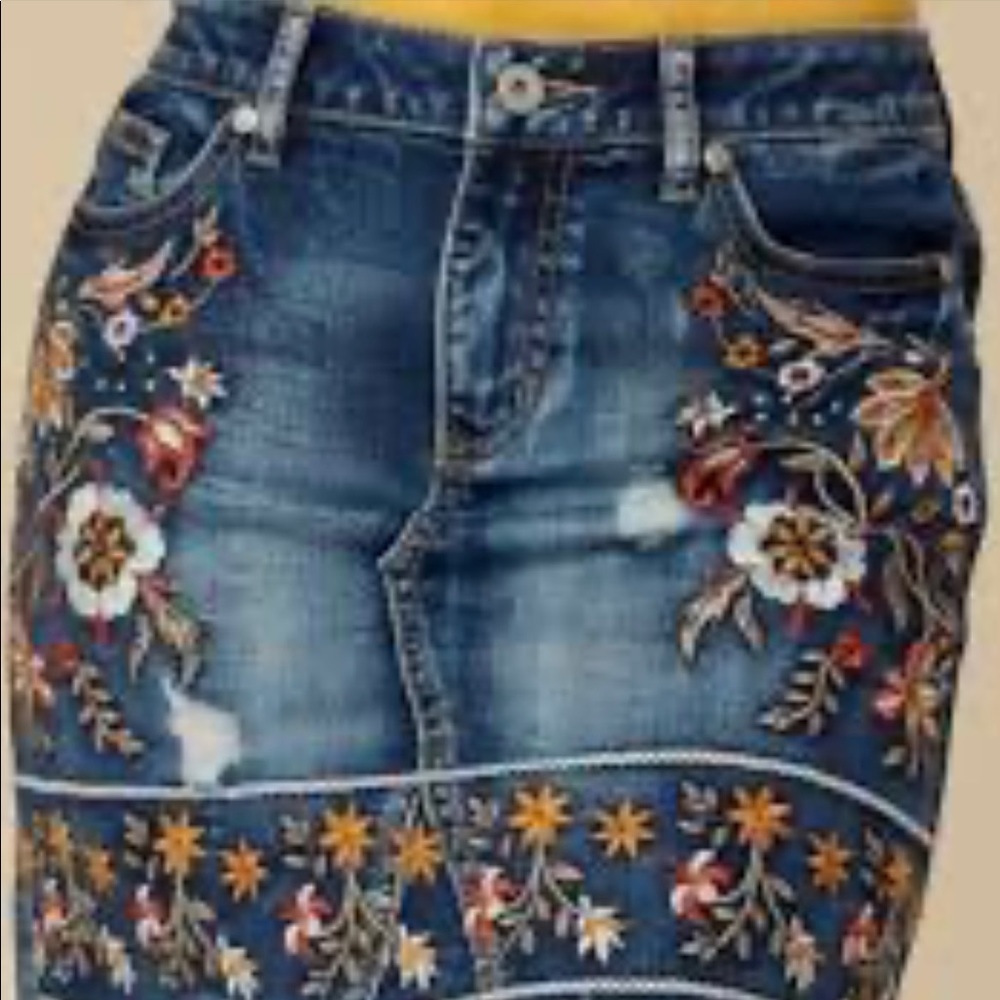 Altard State floral Jean skirt